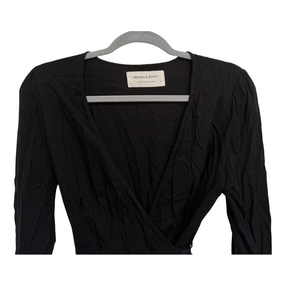 Mickey & Jenny Solid Black Wrap Dress VNeck Long Sleeve Size Small - Picture 3 of 5